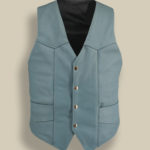 Men Baby Blue Leather Vest