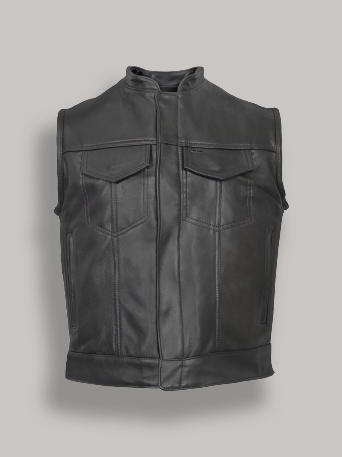 Men black Leather Vest