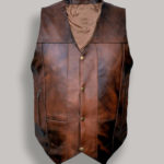 Men Distressed Brown Leather Vest