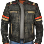 Men Grey Biker Leather Jacket