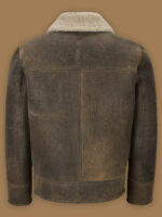 Men Old Fashion Brown Shearling Jacket - Image 2