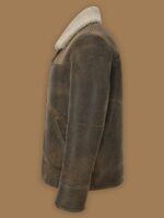 Men Old Fashion Brown Shearling Jacket - Image 4