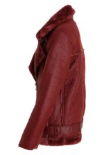 PU Fur Hood Lined Shearling Coat - Image 3