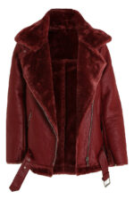 PU Fur Hood Lined Shearling Coat - Image 2