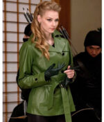 Green Leather Double Breasted The Wolverine Viper Coat
