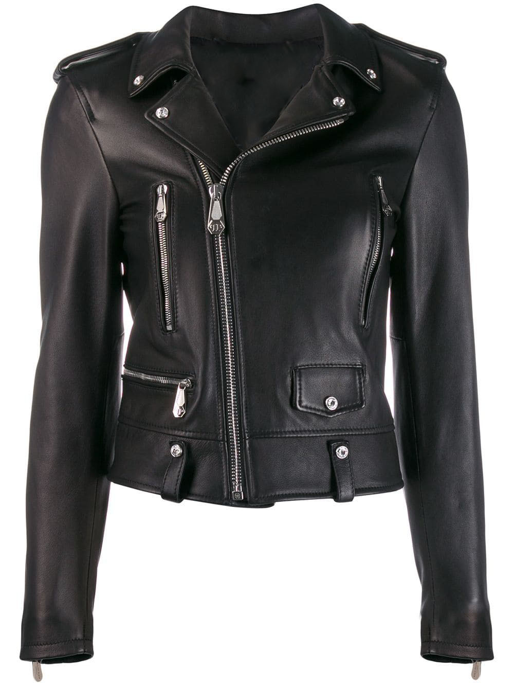 woman-black-statement-biker-jacket Woman Black Statement Biker Jacket - Image 1