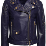 Women's Embellished Leather Biker Jacket