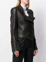 Woman's Black Asymmetrical Leather Jacket - Image 3