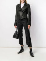 Woman's Black Asymmetrical Leather Jacket - Image 2