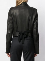 Woman's Black Asymmetrical Leather Jacket - Image 4
