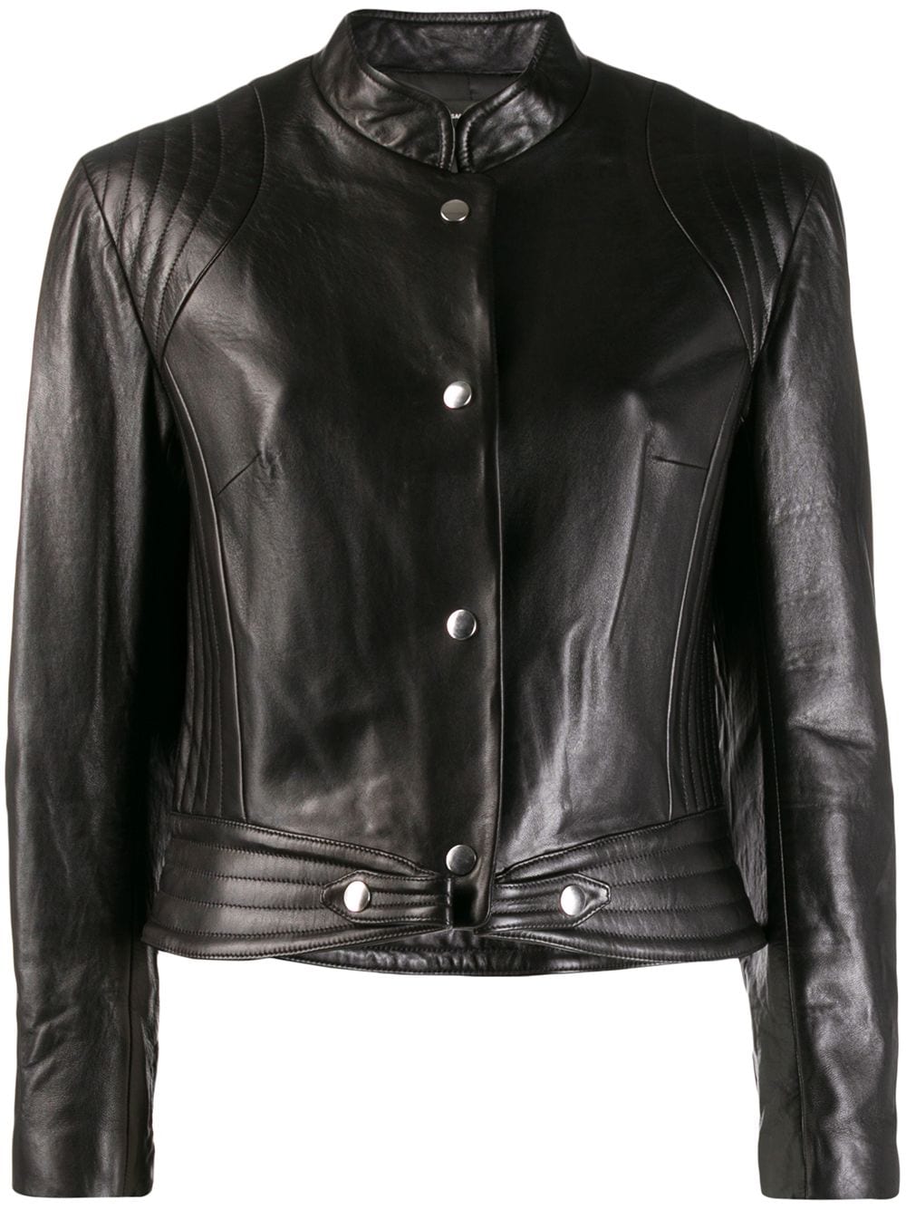 womans-black-lambskin-cropped-leather-jacket Woman's Black Lambskin Cropped Leather Jacket - Image 1