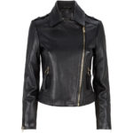 Woman's Black Lambskin Leather Biker Jacket