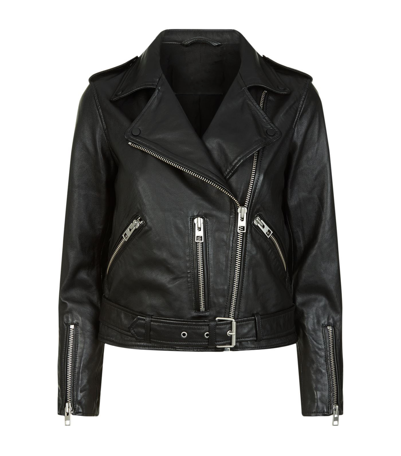womans-black-leather-balfern-biker-jacket Woman's Black Leather Balfern Biker Jacket - Image 1