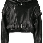 Woman's Black Leather Cropped Jacket