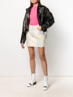 Woman's Black Leather Cropped Jacket - Image 2