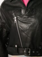 Woman's Black Leather Cropped Jacket - Image 5