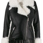 Woman's Black & White Textured Lined Biker Jacket