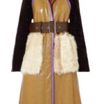 Woman's Paneled Leather And Shearling Coat