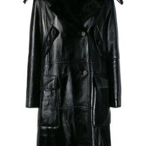 Women Double Breasted Leather Coat