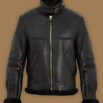 Women Pure Black B3 Shearling Jacket