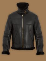 Women Pure Black B3 Shearling Jacket