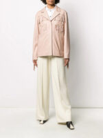 Women Soft Pink Lambskin Studded Fringe Detail Leather Jacket - Image 2