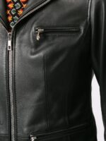 Women's Black Zipped Leather Jacket - Image 5