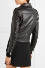 Women’s Distressed Leather Biker Jacket Back
