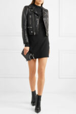 Women's Distressed Asymmetric Leather Biker Jacket