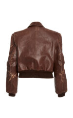 Women's Distressed Leather Zip Jacket Back