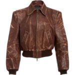 Women's Americana Distressed Leather Zip Jacket