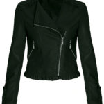 Women's Faux Green Leather PU Cropped Jacket