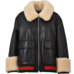Women's Faux Shearling Lined Leather Jacket In Black