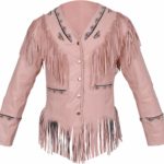 Women's Genuine Leather Cowboy Jacket Fringe and Beaded