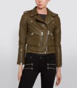Women's Green Balfern Biker Jacket - Image 2