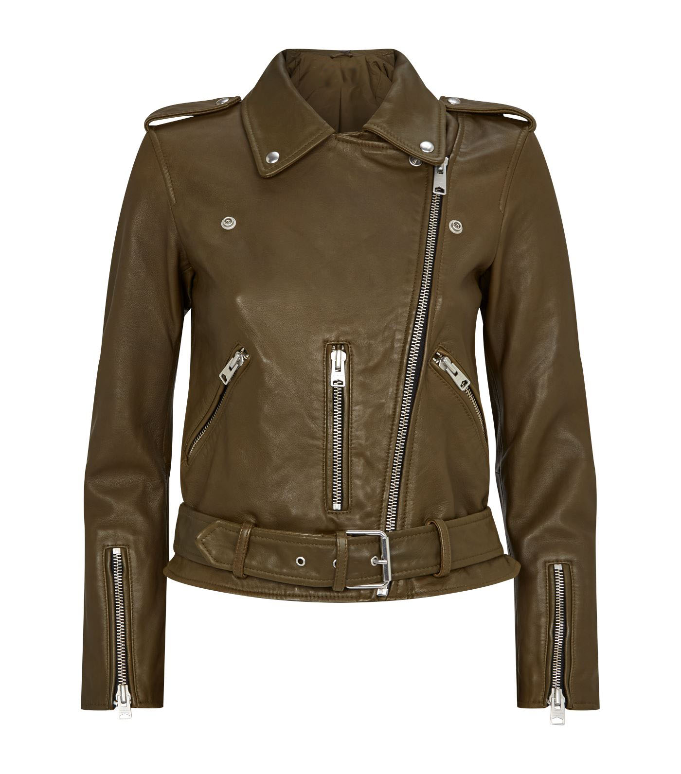 womens-green-balfern-biker-jacket Women's Green Balfern Biker Jacket - Image 1