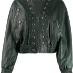 Women's Green Cropped Leather Jacket