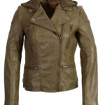 Women’s Hooded Motorcycle Leather Jacket