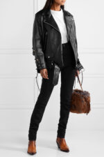 Women's Oversized Lace Up Leather Biker Jacket - Image 3