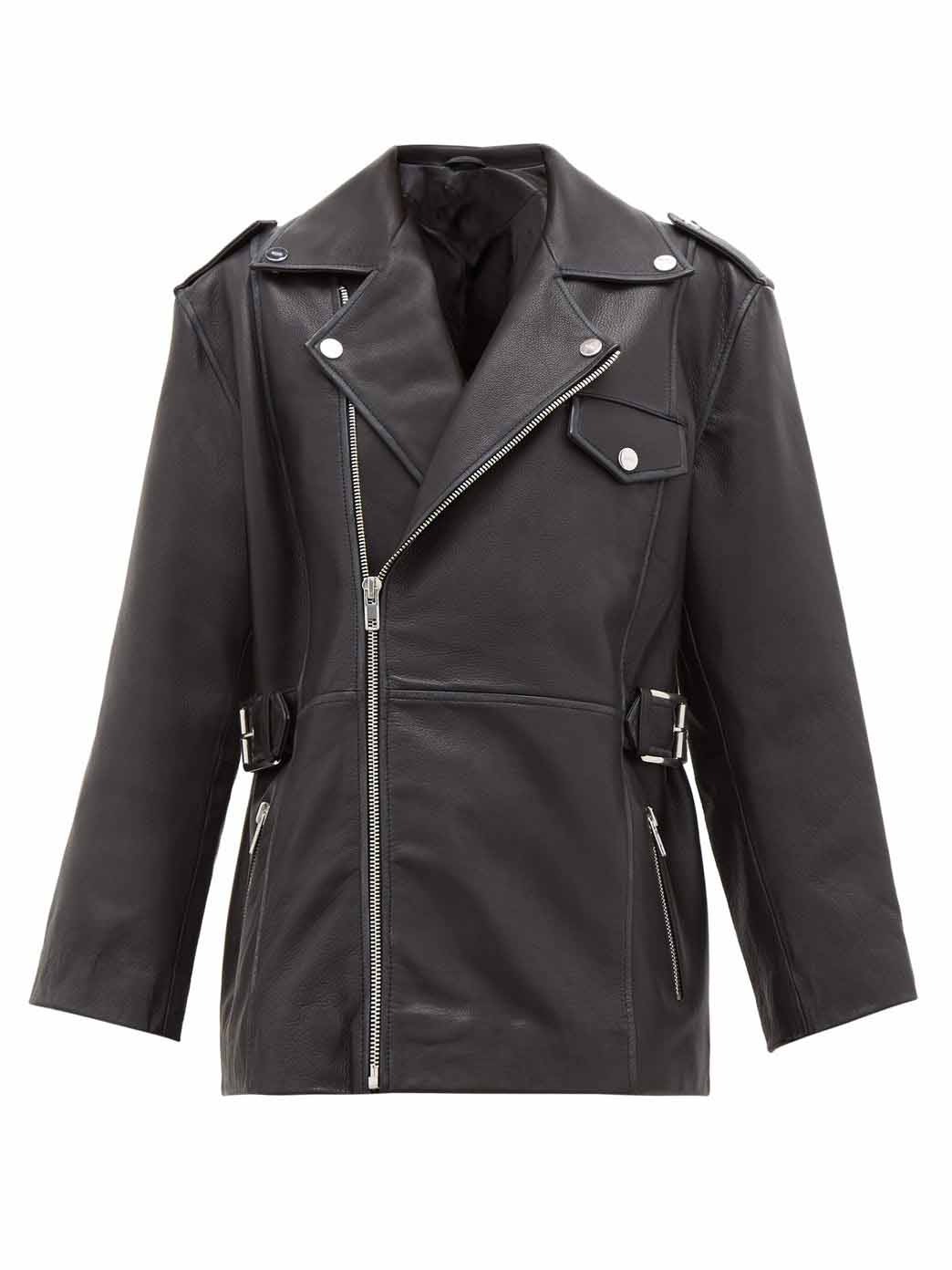 womens-oversized-leather-biker-jacket Women's Oversized Leather Biker Jacket - Image 1