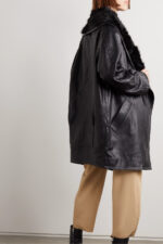 Women's Oversized Vegetarian Leather and Faux Fur Jacket - Image 4