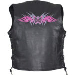 Women's Studded Pink Butterfly Gun Pocket Leather Vest
