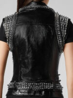 Black Leather Vest With Silver Studs