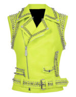Green-Leather-Vest-With-Silver-Studs