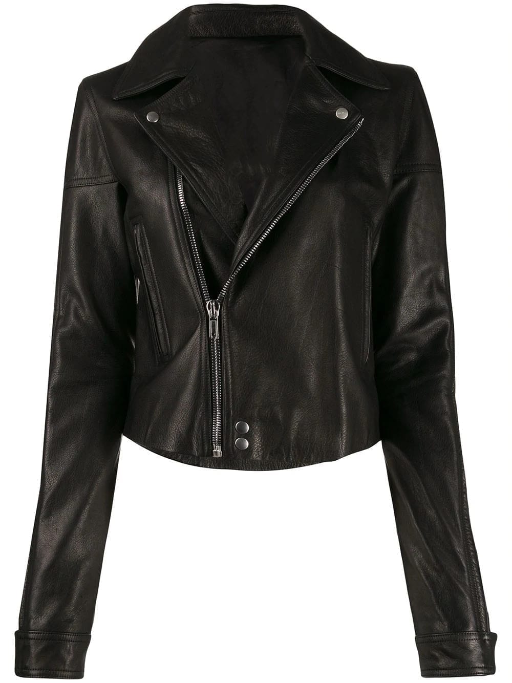 Black Calf Leather Biker Jacket