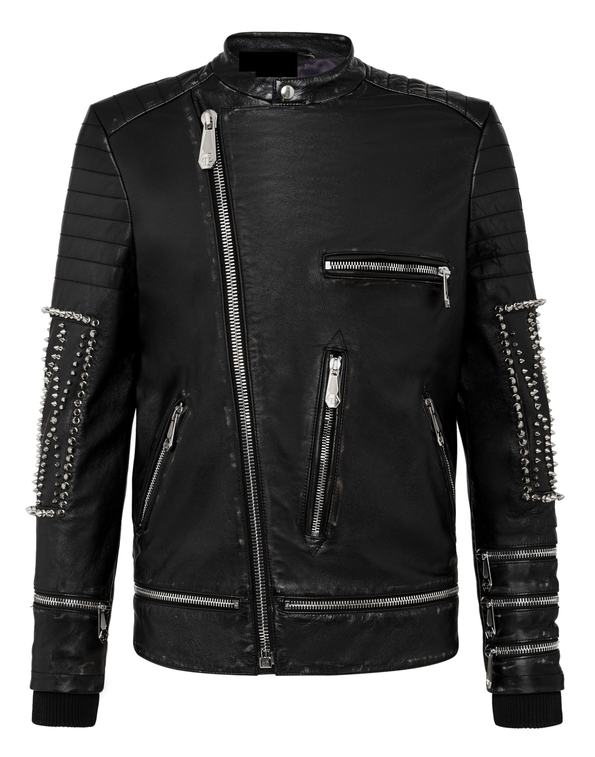 black-cowhide-leather-biker-studs (5) Black Cowhide Leather Biker Studs - Image 1