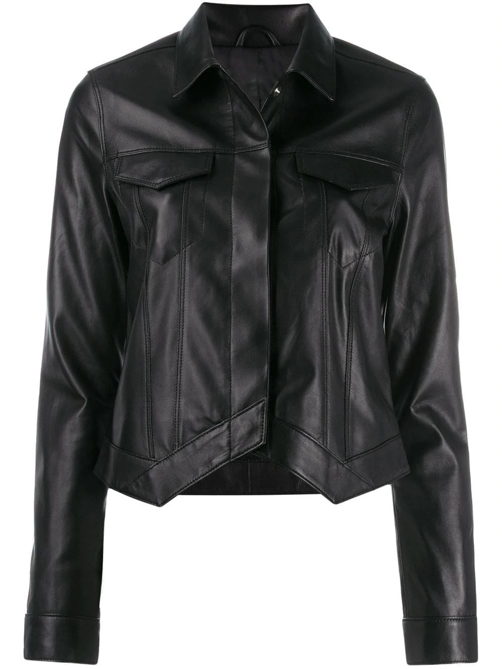 Black Lambskin Trucker Leather Jacket