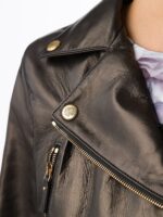 Black Leather Cropped Leather Jacket - Image 6