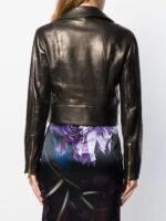 Black Leather Cropped Leather Jacket - Image 3