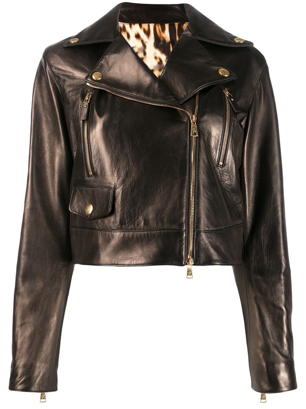Black Leather Cropped Leather Jacket
